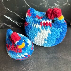 Crochet Americana chicken plushies set of 2